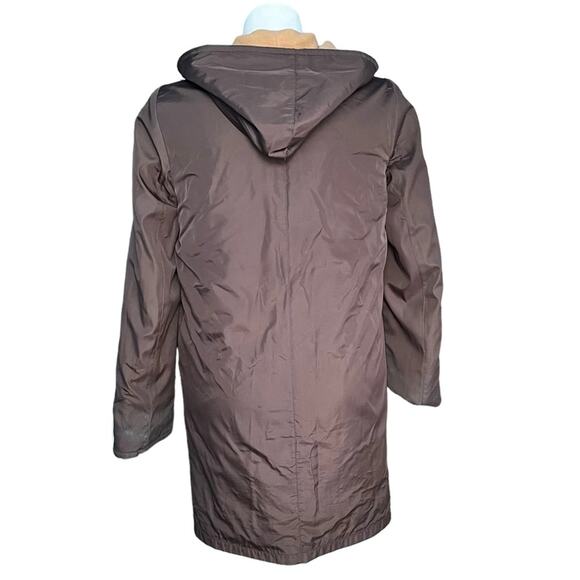 J Jill reversible wool blend coat hood tan brown size medium - Picture 6 of 14
